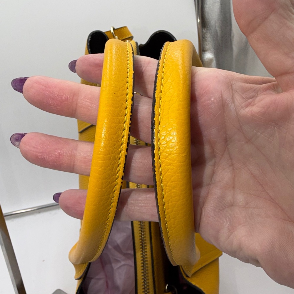 Luana Ferracuti Yellow Pebbled Leather Satchel Bag Made in Italy Crossbody - Picture 8 of 13